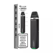 Elux Cyberover P1 refillable vape kit in black, featuring a modern sleek design with refillable pods, adjustable airflow, rechargeable USB-C battery, and durable construction for a customizable vaping experience